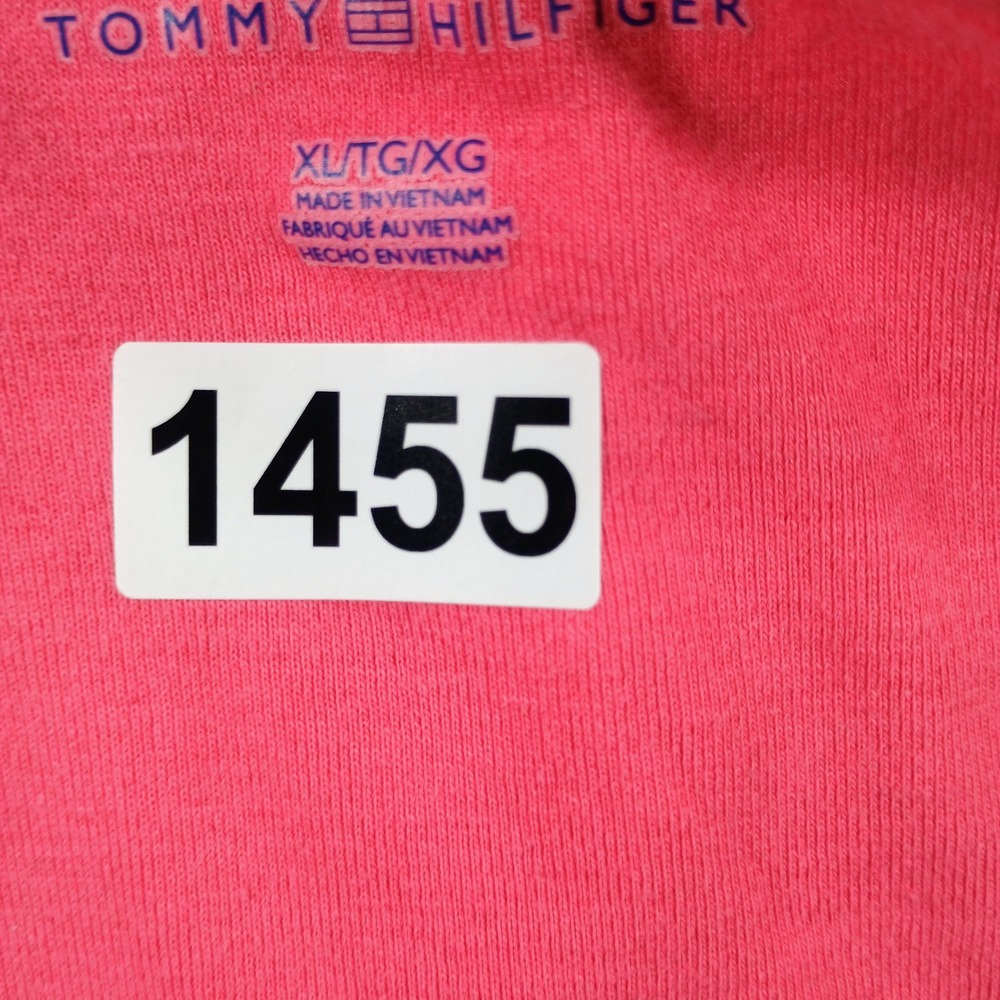 Tommy Hilfiger Womens V-Neck T-Shirt Pink XL Embroidered Logo Tee - Picture 7 of 7